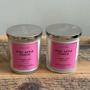 Bath and Bodywork White Barn Pink Apple Punch Single Wick Candles ~ Lot of 2 NEW